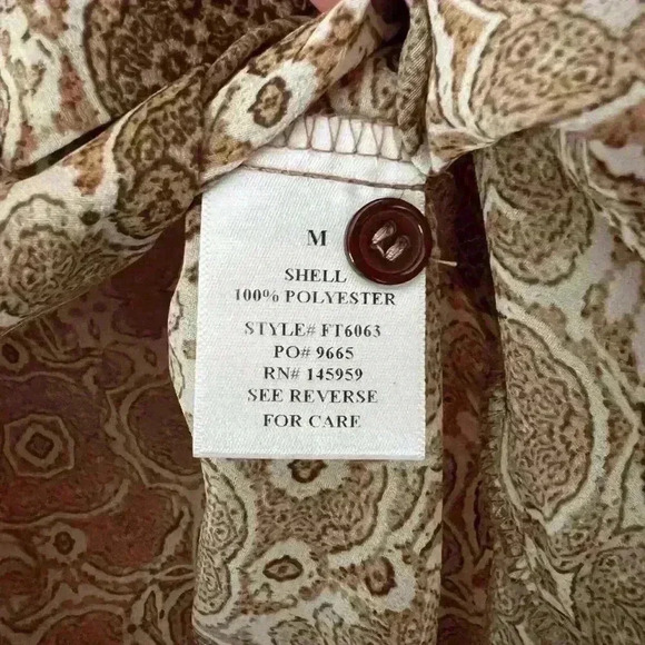 12th Tribe Patterned Button Down Blouse Sheer Blouse - Picture 5 of 6